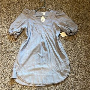 Cynthia Rowley Blue 3/4 Sleeve Puff Sleeve Tunic Dress